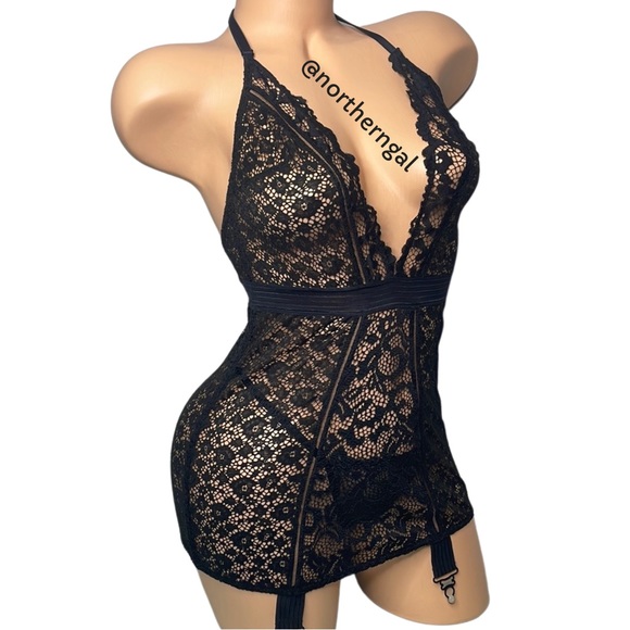 Victoria’s Secret Lace Plunge Slip Garter Set - Picture 6 of 17